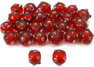 Generic Red Round Dot Glass Beads Lampwork 11mm Approx 25