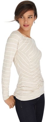White House Black Market Long Sleeve Stripe Side Ruched Top