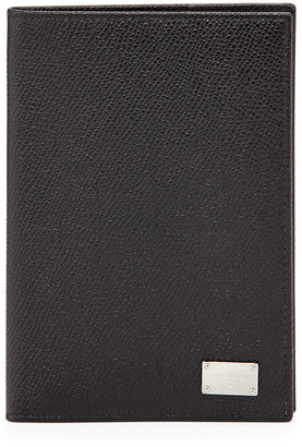 Dolce & Gabbana Pebbled Leather Passport Case, Black