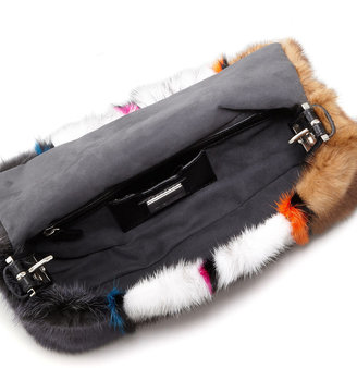 Fendi Baguette Striped Mink Fur Bag, Multicolor