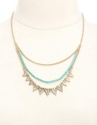 Charlotte Russe Triple-Layered Beaded Triangle Necklace