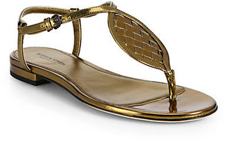Bottega Veneta Woven Metallic Leather Sandals
