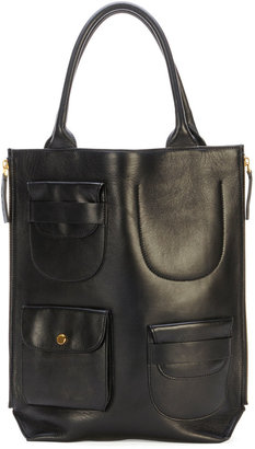Marni Triple-Pocket Lambskin Tote Bag, Black