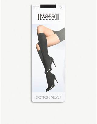Wolford Women's Black Opaque Cotton-Blend Knee-Highs, Size: Medium