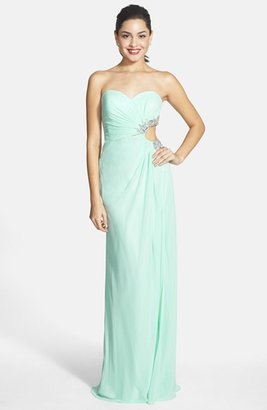Faviana Embellished Cutout Sweetheart Chiffon Gown (Online Only)