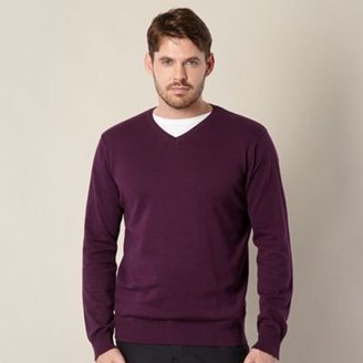 Jeff Banks Big & Tall designer dark purple v neck jumper