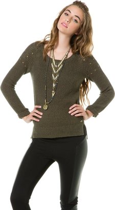 Roxy Snow Shines Studded Shoulder Sweater