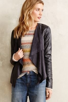 Anthropologie Elevenses Leather-Suede Shadow Jacket