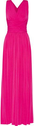 Halston Wrap-effect jersey gown