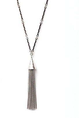 Lucky Brand Silver-Tone Tassel Pendant Necklace