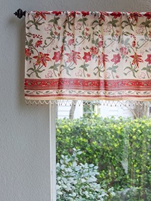 Tropical Garden ~ Country Cottage Colorful Beaded Window Valance 46x17