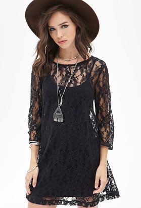 Forever 21 Floral Lace Shift Dress