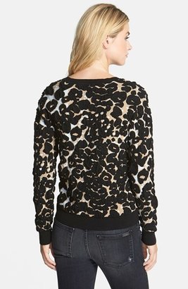 Vince Camuto Puckered Leopard Jacquard Sweater