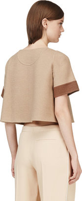 Marc Jacobs Tan Wool Felt Contrast Sleeve T-Shirt