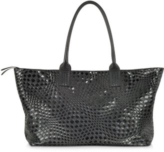 Forzieri Large Black Woven Leather Tote