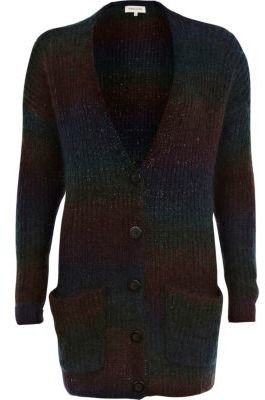 River Island Purple brushed wool-blend ombre cardigan
