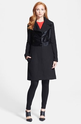 Diane von Furstenberg Long Sleeve Calf Hair Coat