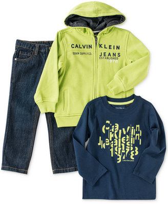 Calvin Klein Little Boys' 3-Piece Hoodie, Tee & Jeans