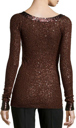 Donna Karan Cashmere-Silk Sequined Sweater, Henna