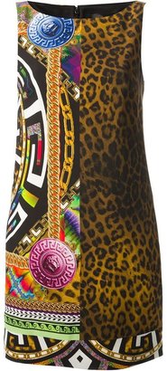 Versace half leopard print dress