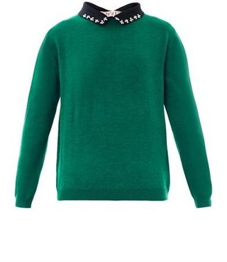 No.21 Embellished collar wool sweater