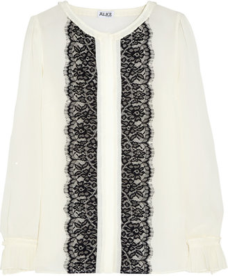 ALICE by Temperley Hemingway lace-paneled crepe blouse