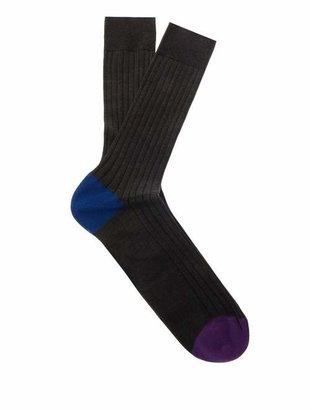 Pantherella Portobello Contrast Colour Socks - Mens - Dark Grey