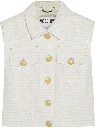 Moschino Cropped bouclé-tweed vest