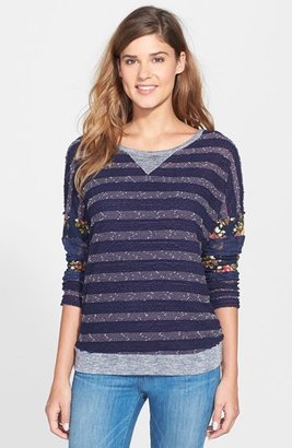 Miss Me Lace Detail Stripe Pullover