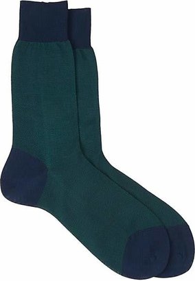 Barneys New York Men's Birdseye-Knit Mid-Calf Socks - Navy