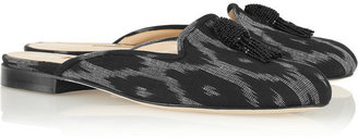 Oscar de la Renta Ikat-patterned canvas mule slippers