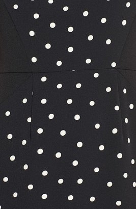 Adrianna Papell Polka Dot Pleat Detail Sheath Dress