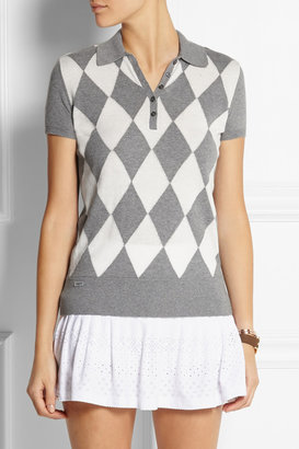 L'Etoile Sport Argyle-knit cotton and cashmere-blend polo shirt