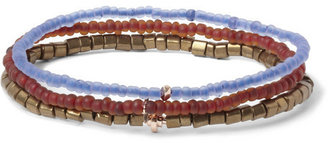 Luis Morais Madurai Gold and Glass Bead Bracelet Set of 3