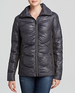 Aqua Jacket - Quilted Ruched Side Down Puffer
