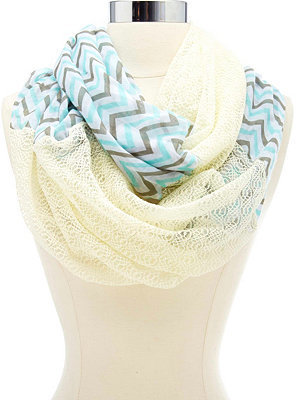 Charlotte Russe Chevron Print & Lace Infinity Scarf