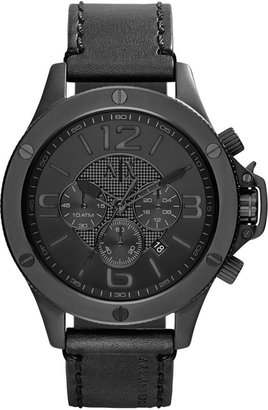 Armani Exchange A|X Men's Chronograph Black Leather Strap Watch 48mm AX1508