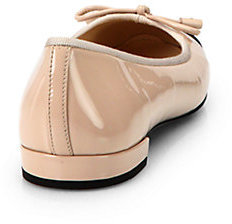 Prada Patent Leather Cap-Toe Ballet Flats