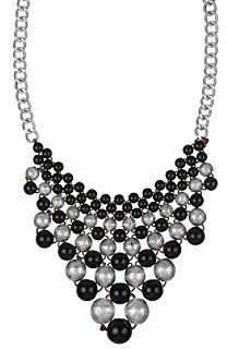 The Sak 16" Black/Silvertone Batik Bib Necklace