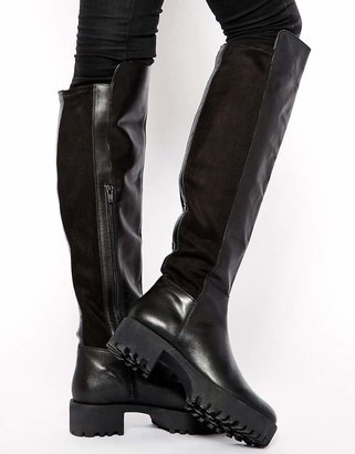 ASOS KIDNAP Leather Over the Knee High Boots - Black