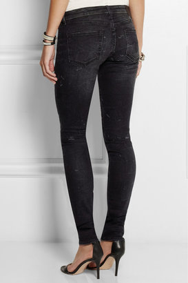 R 13 Distressed low-rise skinny jeans