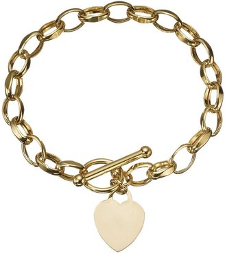 Love GOLD 9 Carat Yellow Gold T-bar Bracelet and Heart