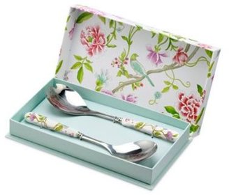 Portmeirion Set of two porcelain and stainless steel 'Sanderson' salad servers