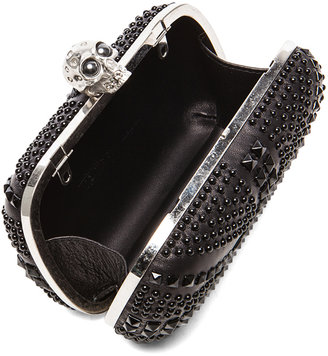 Alexander McQueen Britannia Skull Box Clutch with Chain in Black