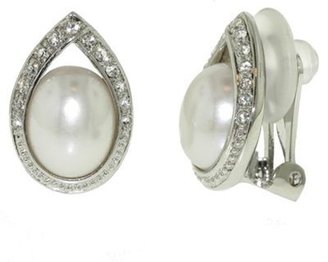 Finesse Rhodium & swarovski crystal teardrop clip earring