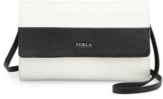Furla Lucy Colorblock Leather Pochette, White/Onyx