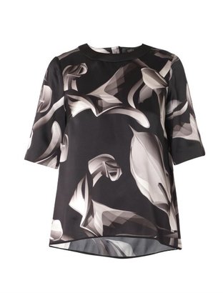 Giles Calla Lily-print silk blouse
