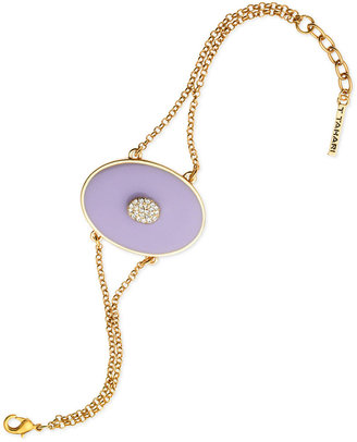T Tahari Gold-Tone Lilac Oval Pavè Chain Bracelet