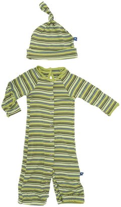 Kickee Pants Print Layette Gown & Knot Hat (Baby)-Island Stripe-6-12 Months