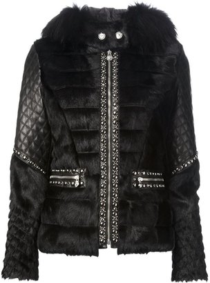 Versace quilted leather and fur jacket